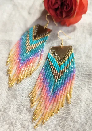 Unicorn's Mane 🦄 Beaded Fringe Earrings