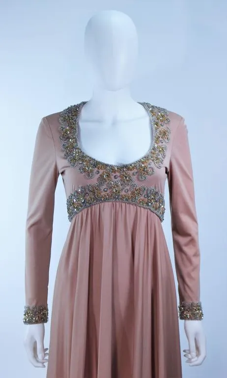 VICTORIA ROYAL Toffee Jersey Embellished Gown Size 6-8