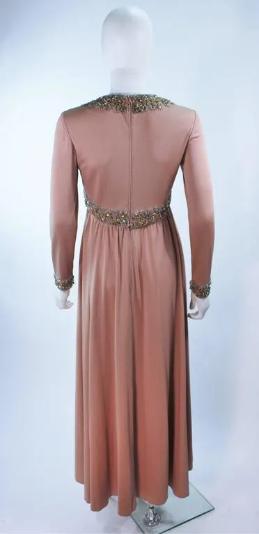 VICTORIA ROYAL Toffee Jersey Embellished Gown Size 6-8