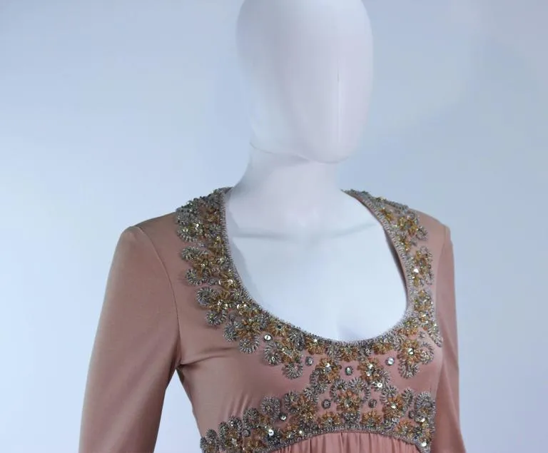 VICTORIA ROYAL Toffee Jersey Embellished Gown Size 6-8