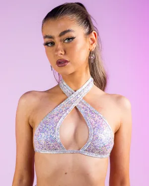 White Diamond Rodeo Criss-Cross Top