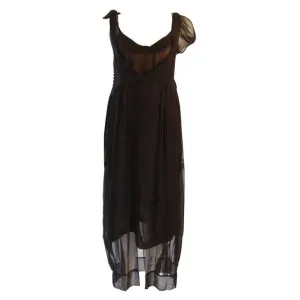 ZAC POSEN Steam Punk Layered Black & Nude Silk Dress