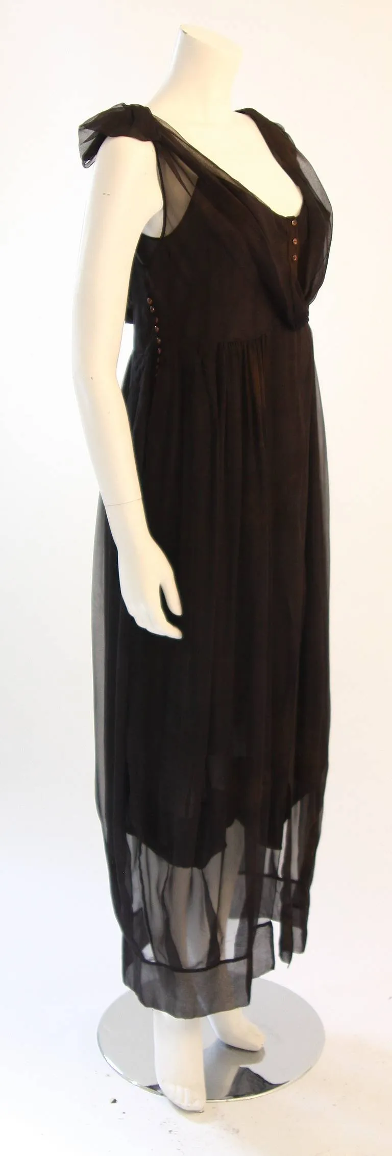 ZAC POSEN Steam Punk Layered Black & Nude Silk Dress