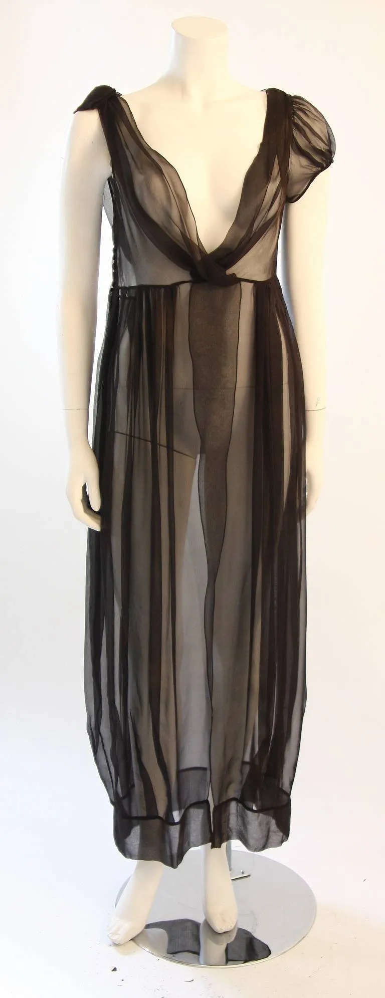 ZAC POSEN Steam Punk Layered Black & Nude Silk Dress